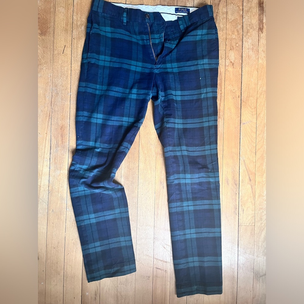 Polo Ralph Lauren Plaid stretch slim fit chino - green/navy - 30/30